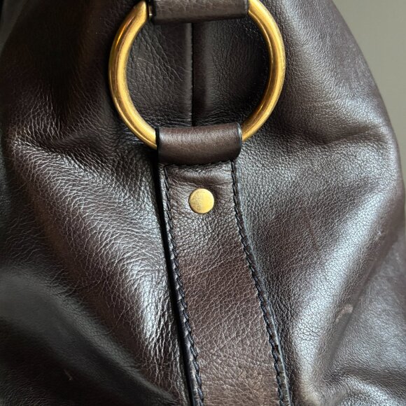 YSL/Yves Saint Laurent Oversized Muse Bag - Navy/Eggplant Leather - Pilati Era - Picture 9 of 10